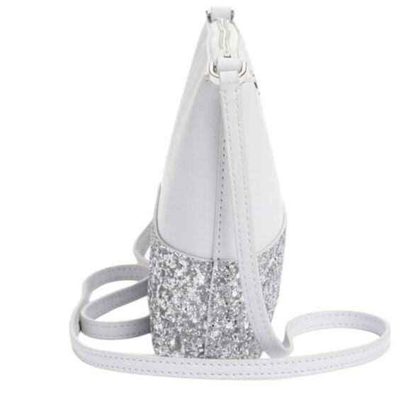 Kate Spade New York Flash Silver Crossbody Sparkled Glitter Leather Bag Chic NWT - Picture 7 of 10